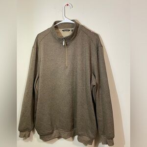 Pro Tour Mens X-Large Pull Over Quarter Zip‎ Up Sweater Brown pullover